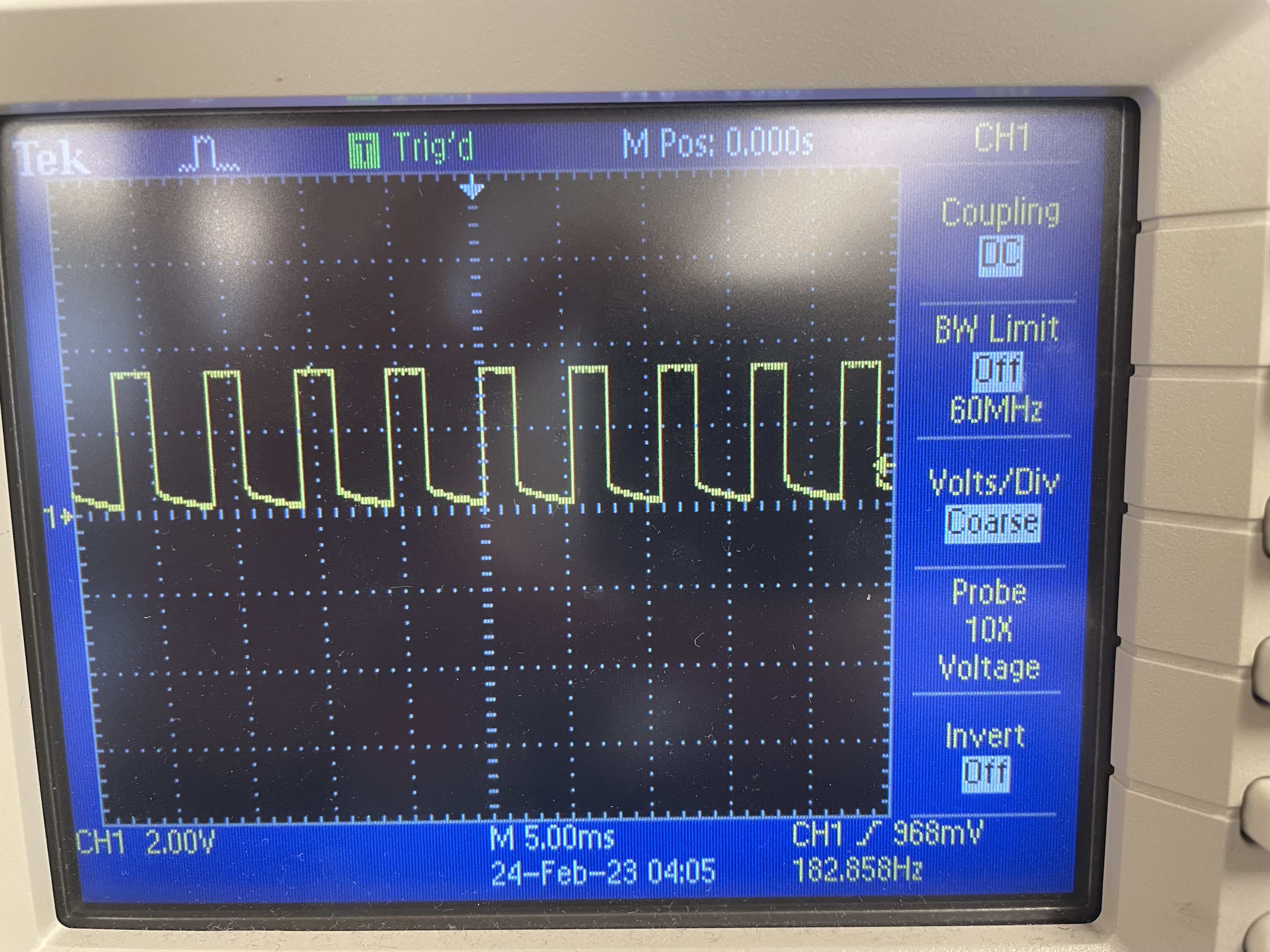 Picture of Oscilloscope and the Wave Form - 100 PWM Signal